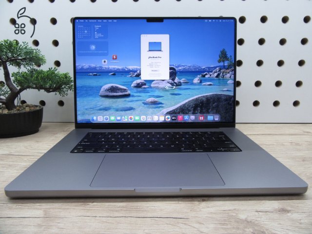 Apple MacBook Pro 16” (2021, M1 Max) – Liquid Retina XDR + ProMotion 120 Hz, akár 21 óra – 64 GB RAM – 1 TB SSD – Használt, szép állapot – 252 ciklus / 91% akku – 3 hónap garancia