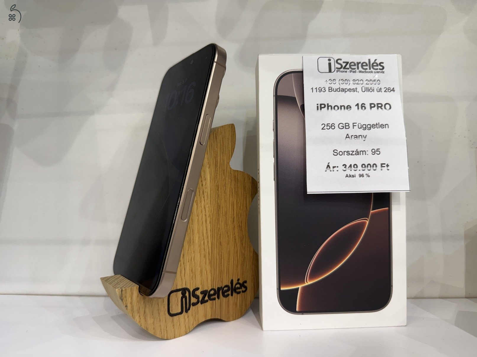 iPhone 16 Pro 256GB független arany akku 96% (95) iSzerelés.hu
