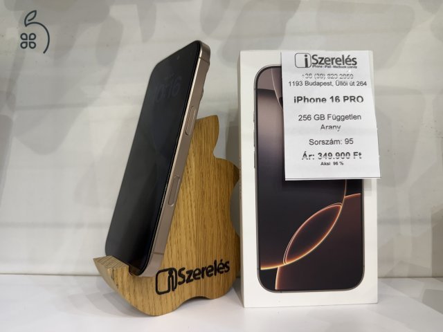 iPhone 16 Pro 256GB független arany akku 96% (95) iSzerelés.hu