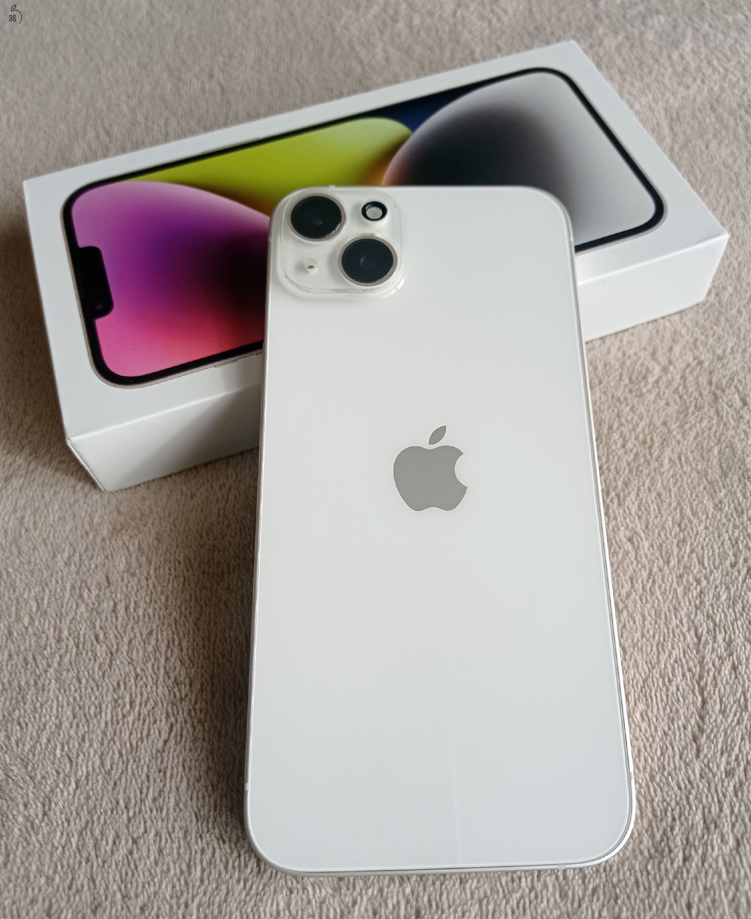 Apple iPhone 14 Plus, Starlight, 128Gb, karcmentes, független, új állapotú, 91%