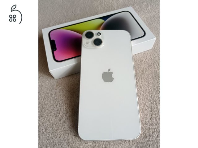Apple iPhone 14 Plus, Starlight, 128Gb, karcmentes, független, új állapotú, 91%