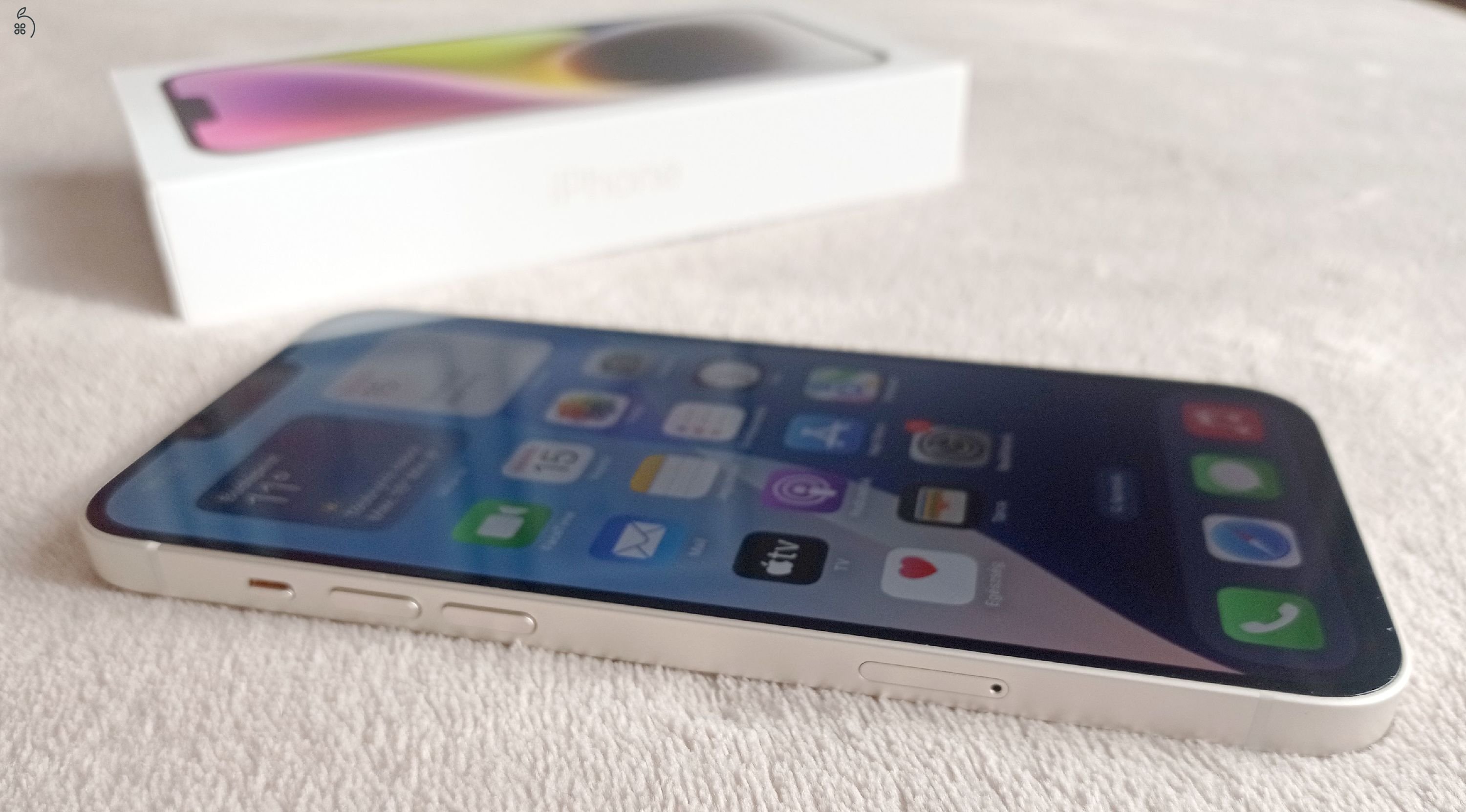 Apple iPhone 14 Plus, Starlight, 128Gb, karcmentes, független, új állapotú, 91%
