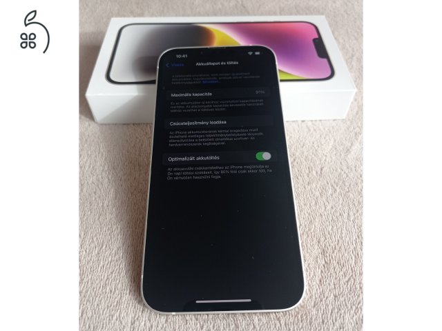 Apple iPhone 14 Plus, Starlight, 128Gb, karcmentes, független, új állapotú, 91%