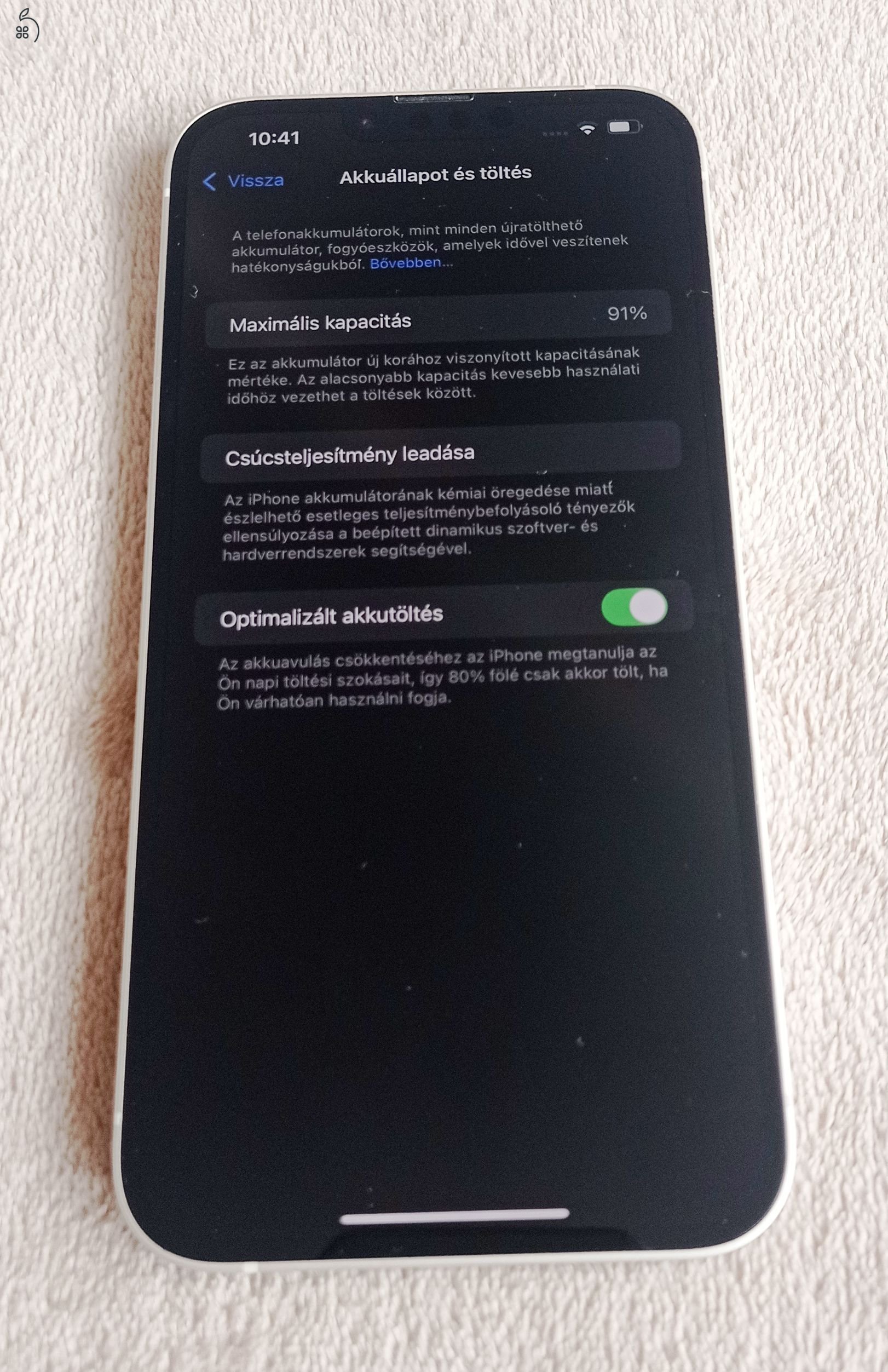 Apple iPhone 14 Plus, Starlight, 128Gb, karcmentes, független, új állapotú, 91%