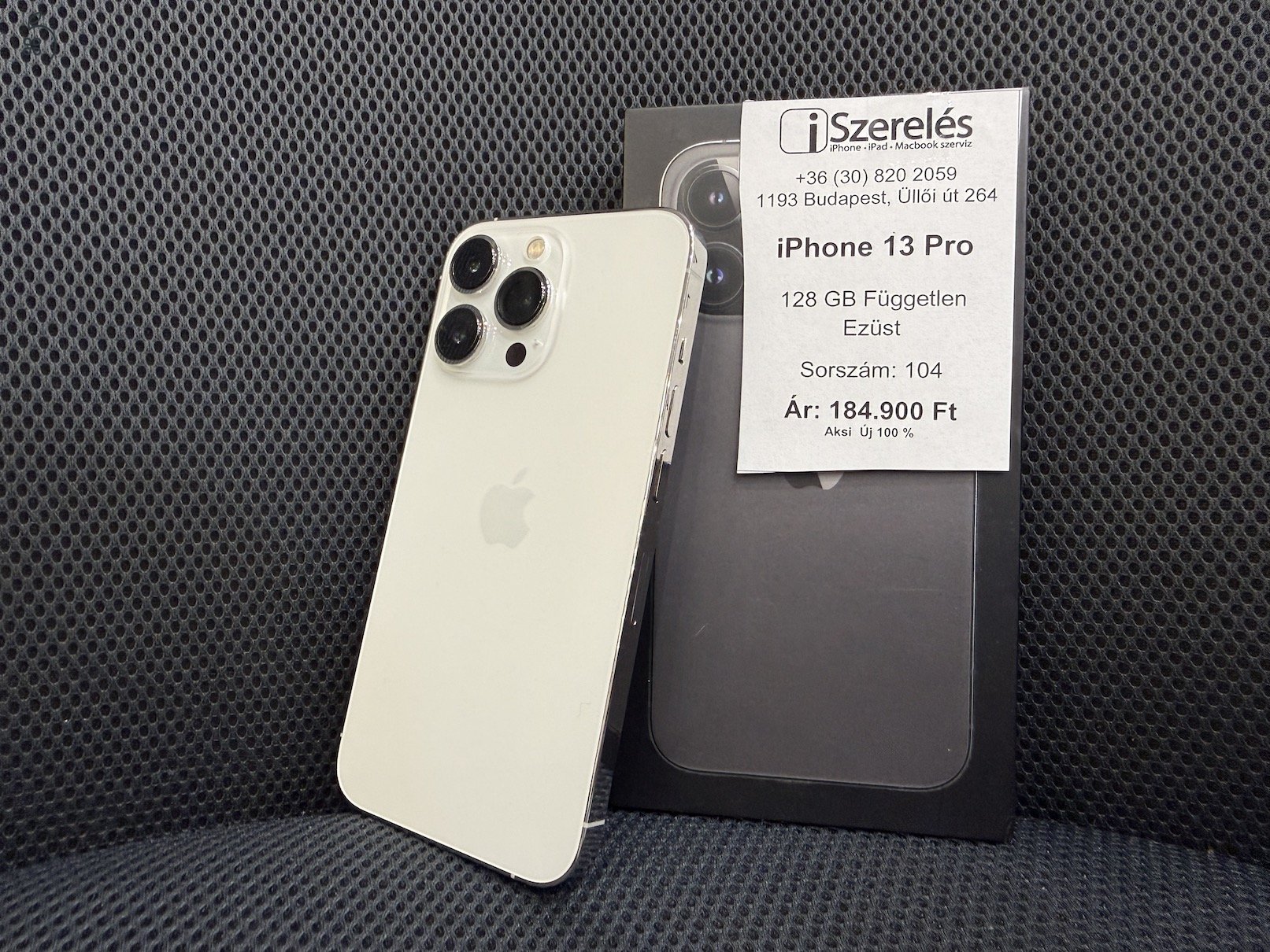 iPhone 13 Pro 128 GB silver új akkumulátorral független (104) iSzerelés.hu