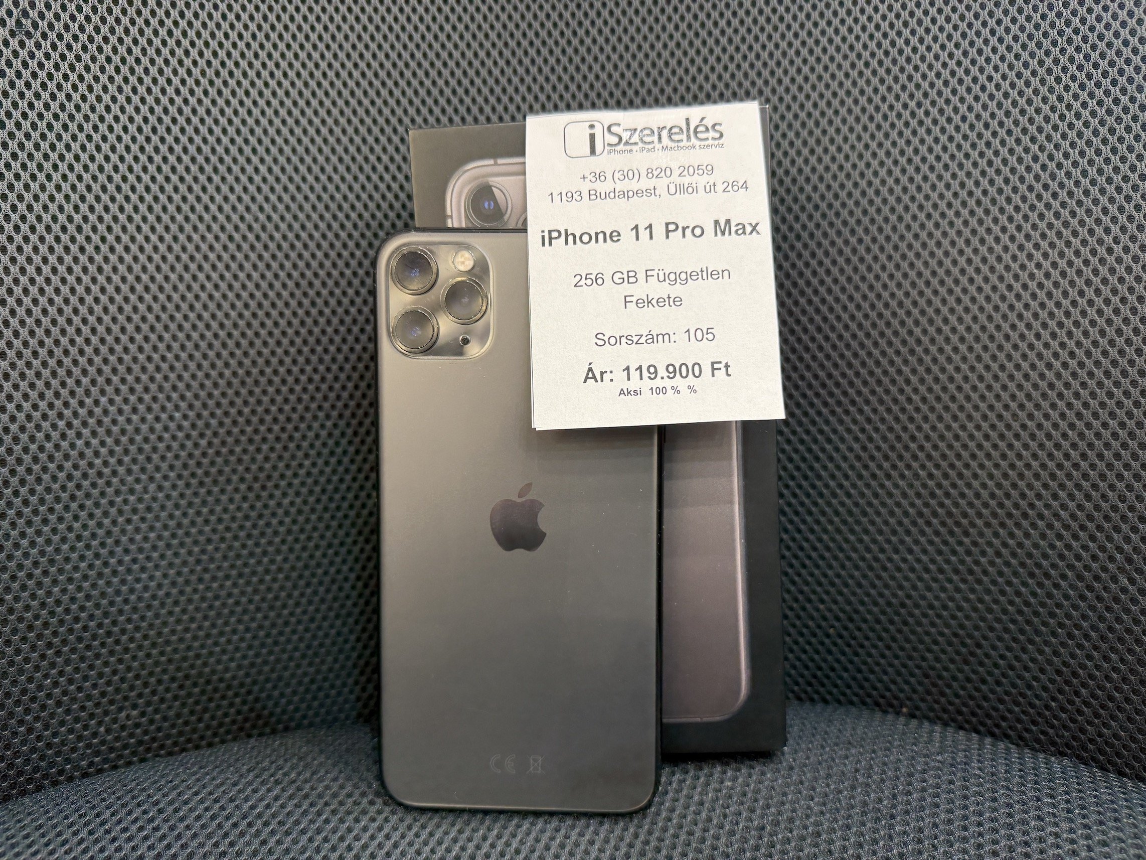 iPhone 11 Pro Max 256GB független fekete akku 100% (105) iSzerelés.hu