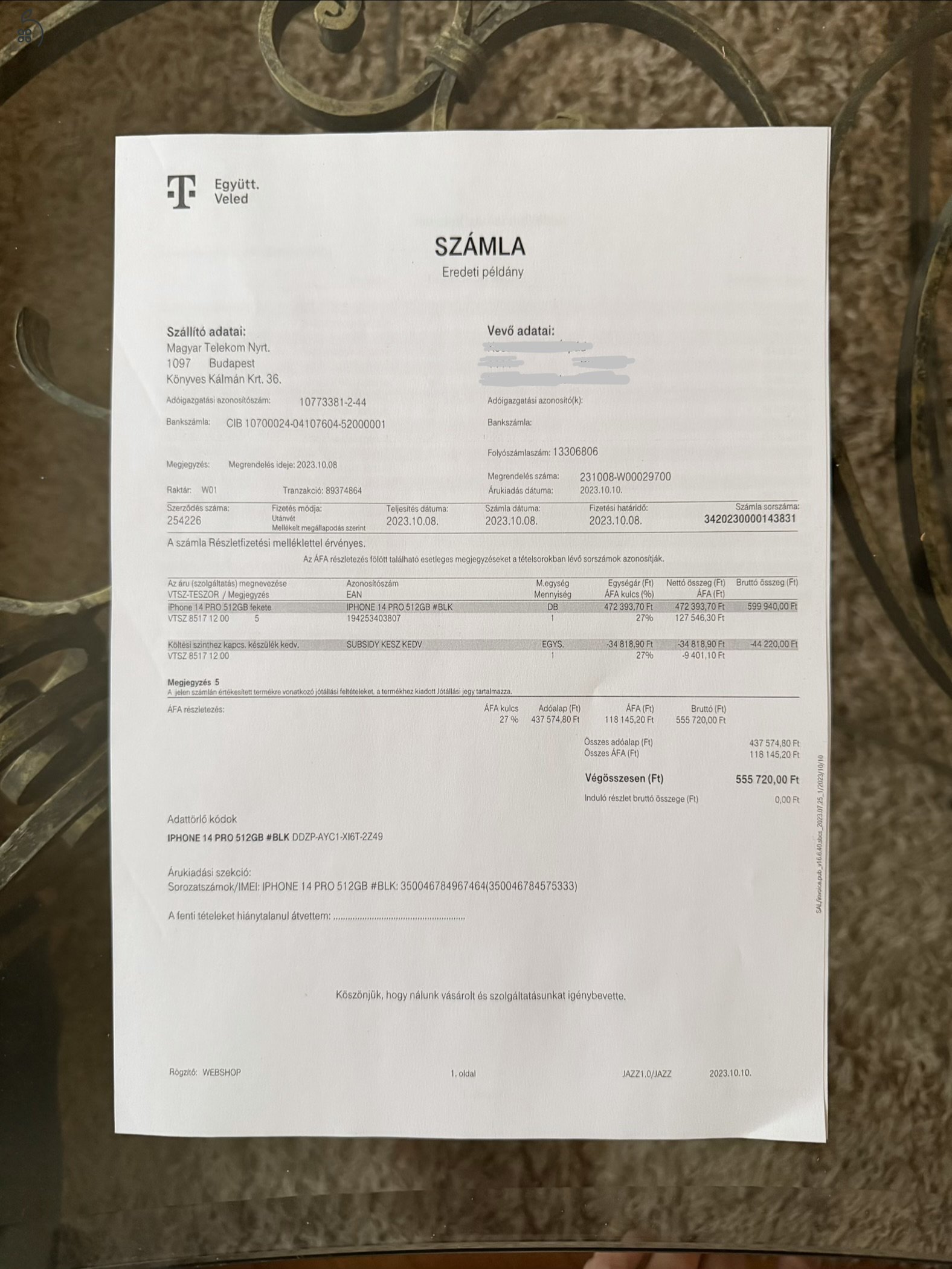 iPhone 14 PRO / 512GB / 10 hó garancia