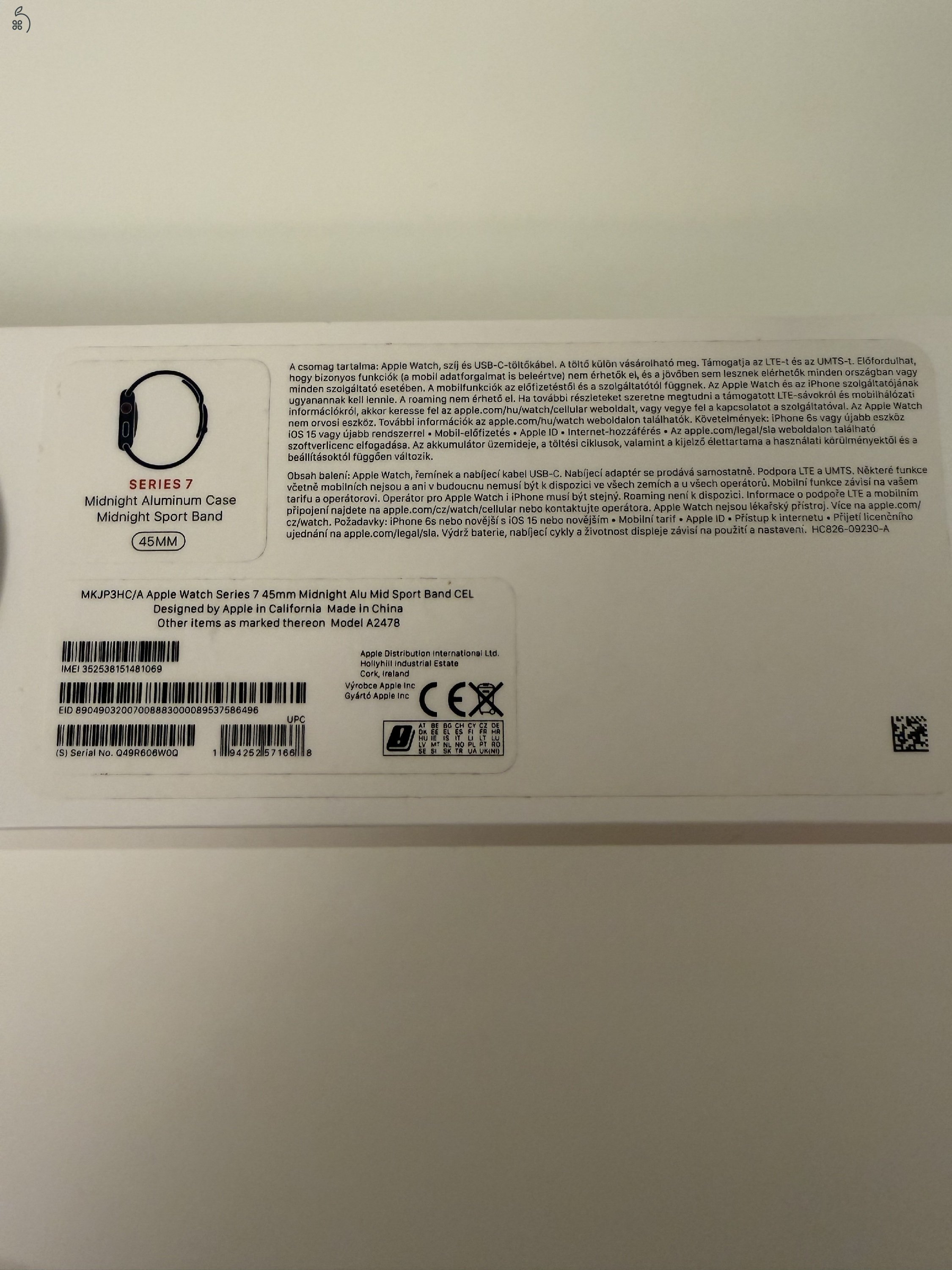 Eladó Apple Watch S7 Cellular 45 mm