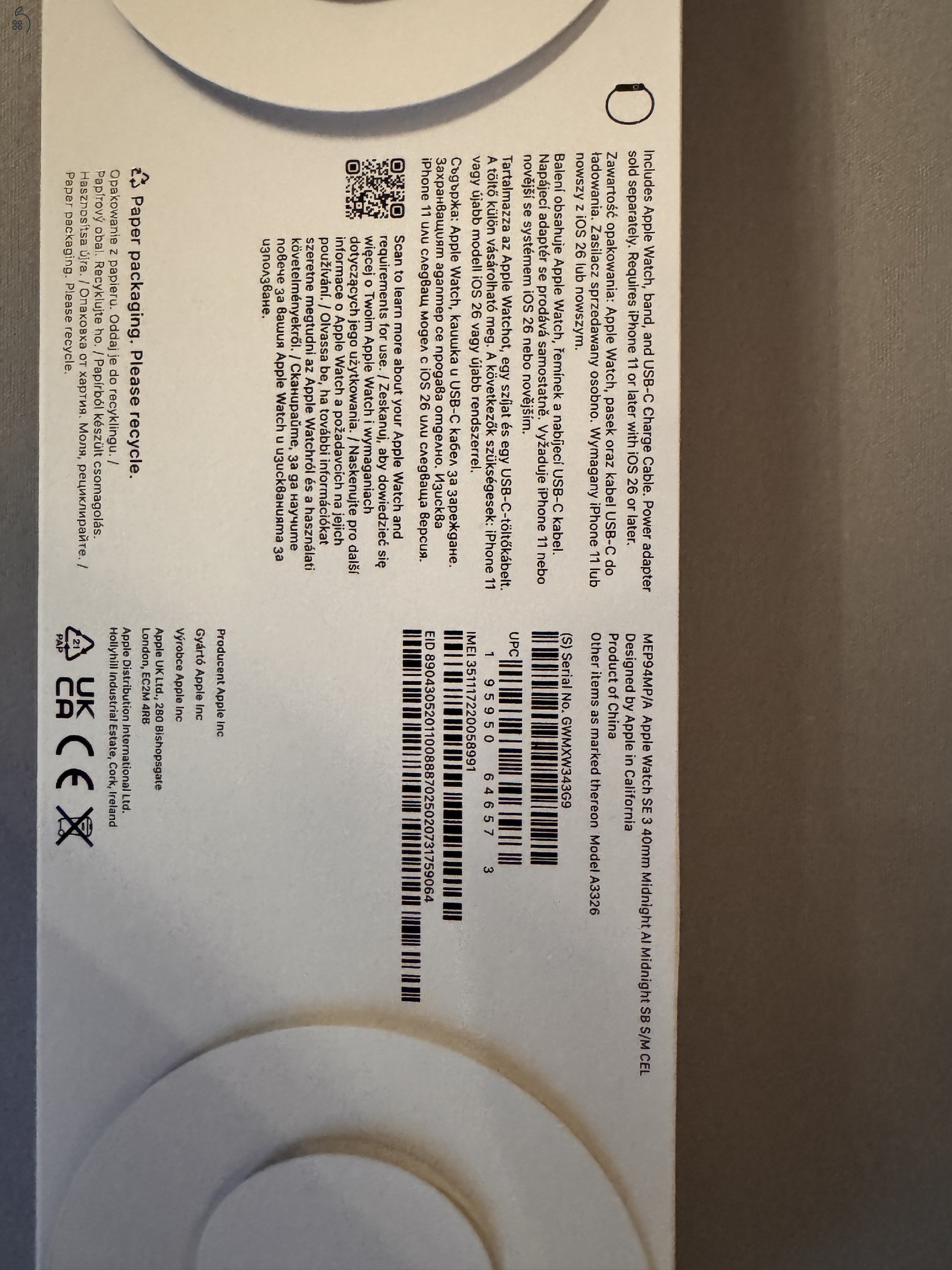 Apple Watch SE3 GPS+Cellular 40MM Midnight  (Bontatlan)