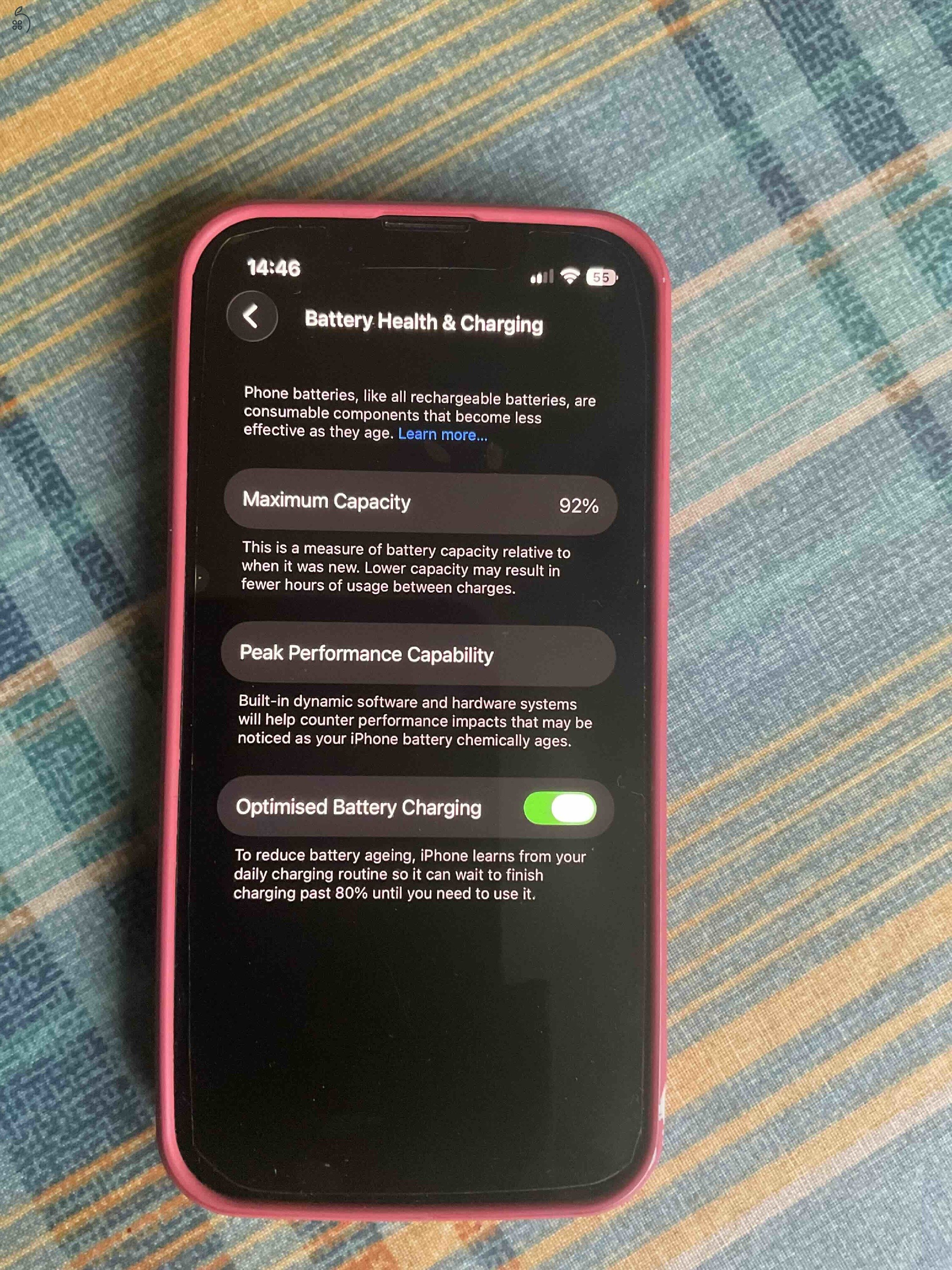 iPhone 13 mini, 128 GB, 92% akku, kártyafüggetlen