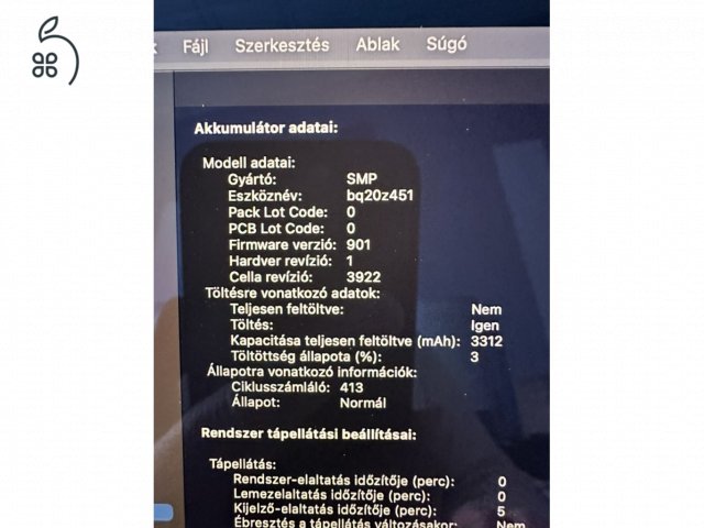 MacBook Pro i5 13” / 8 GB RAM / 512 GB SSD / Touch Bar / Space Grey / HUN billentyűzet / Megkímélt