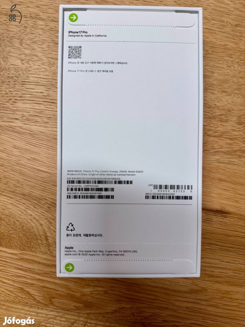 iPhone 17Pro 256 GB Cosmic Orange, bontatlan, új