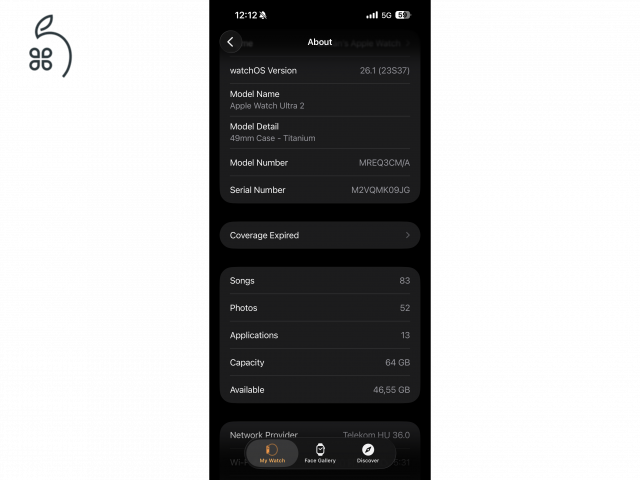 Apple Watch Ultra 2 GPS + Cellular, 49 mm-es titántok, kék Alpesi pánt - L