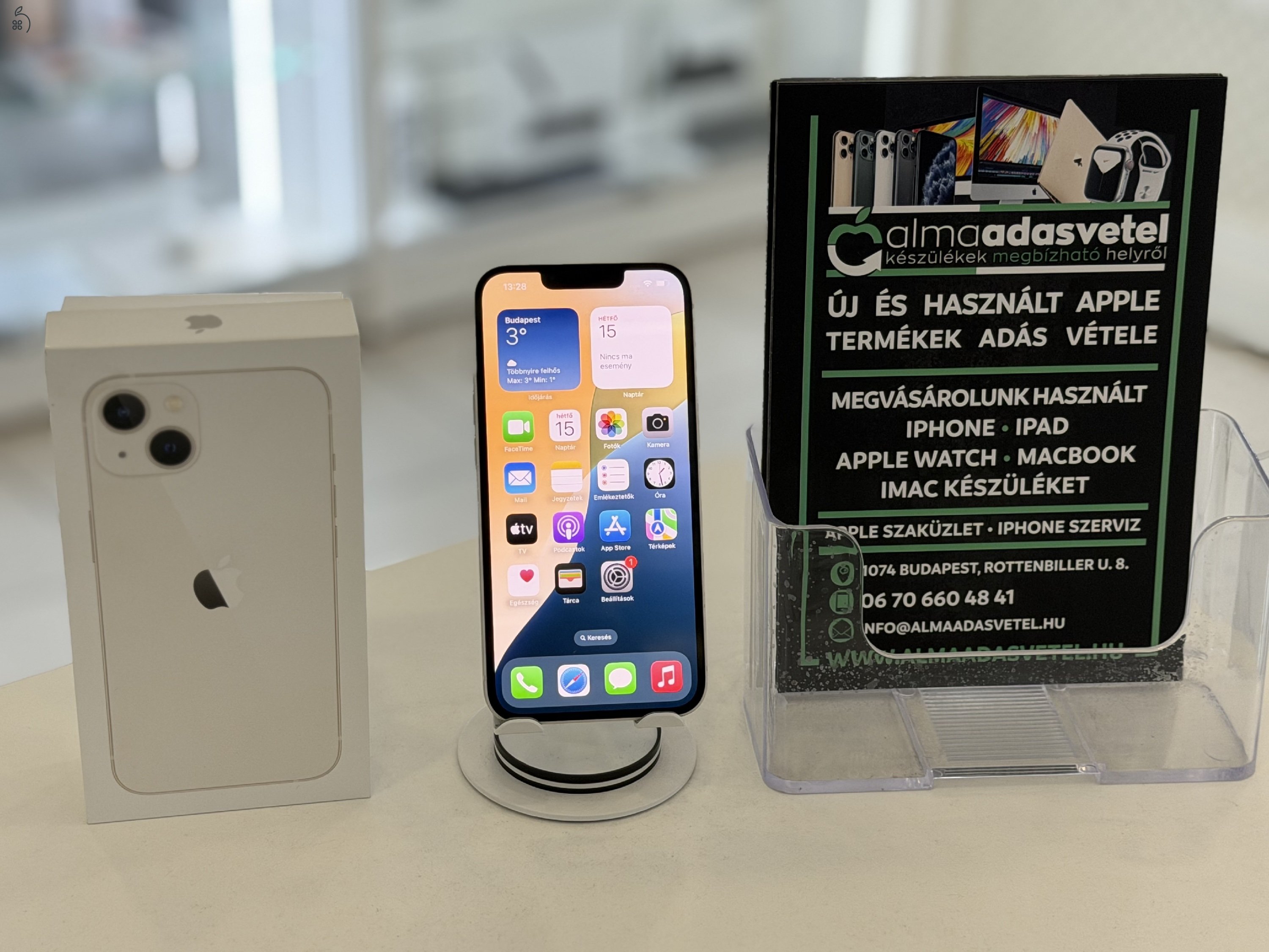 iPhone 13 128GB Független Újszerű/1-3 hónap gar./Akku 87%/p4639