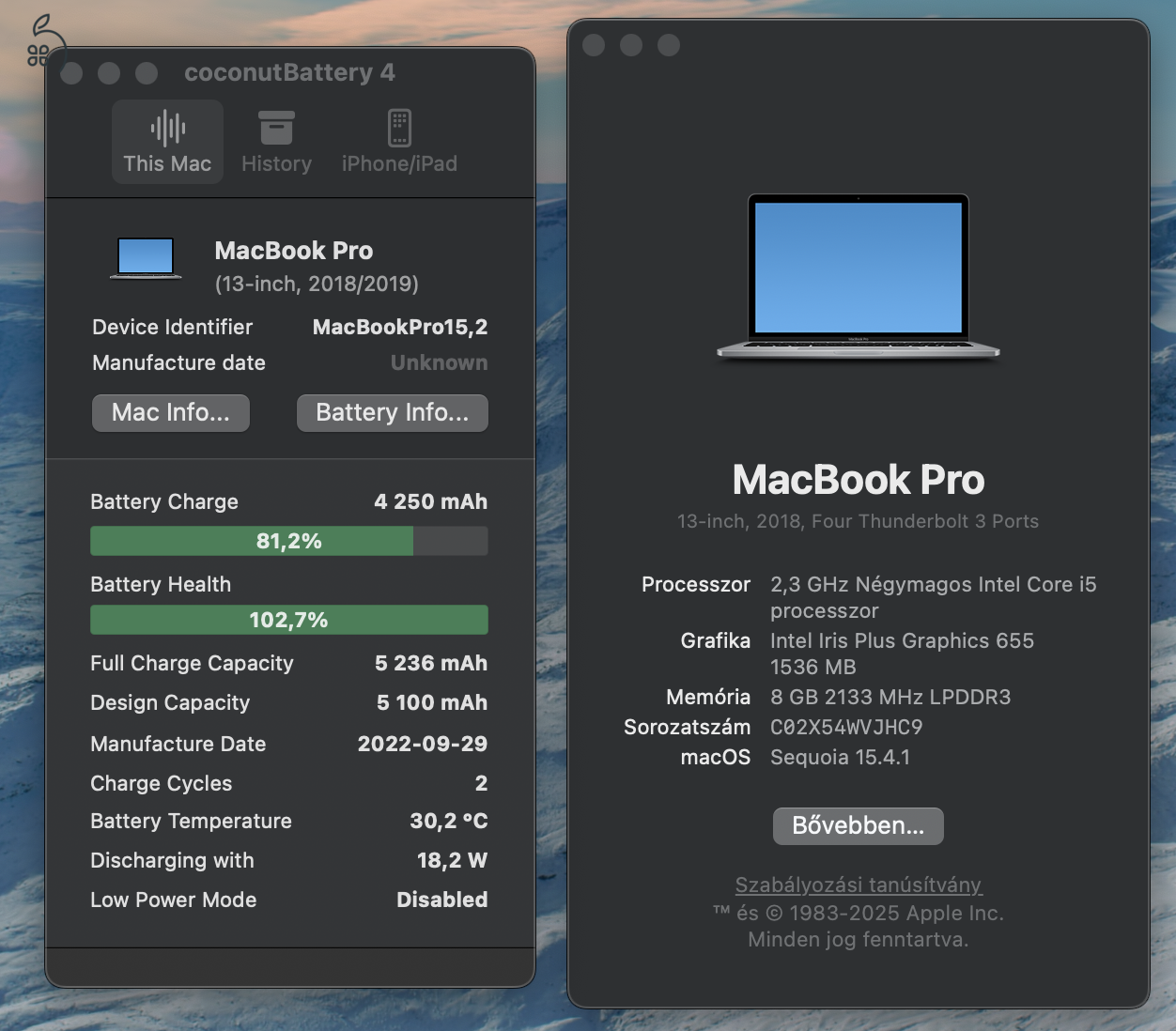 MacBook Pro / i5 2.3GHz - 4 Mag / 8GB RAM / 512GB SSD / ÚJ AKKU!