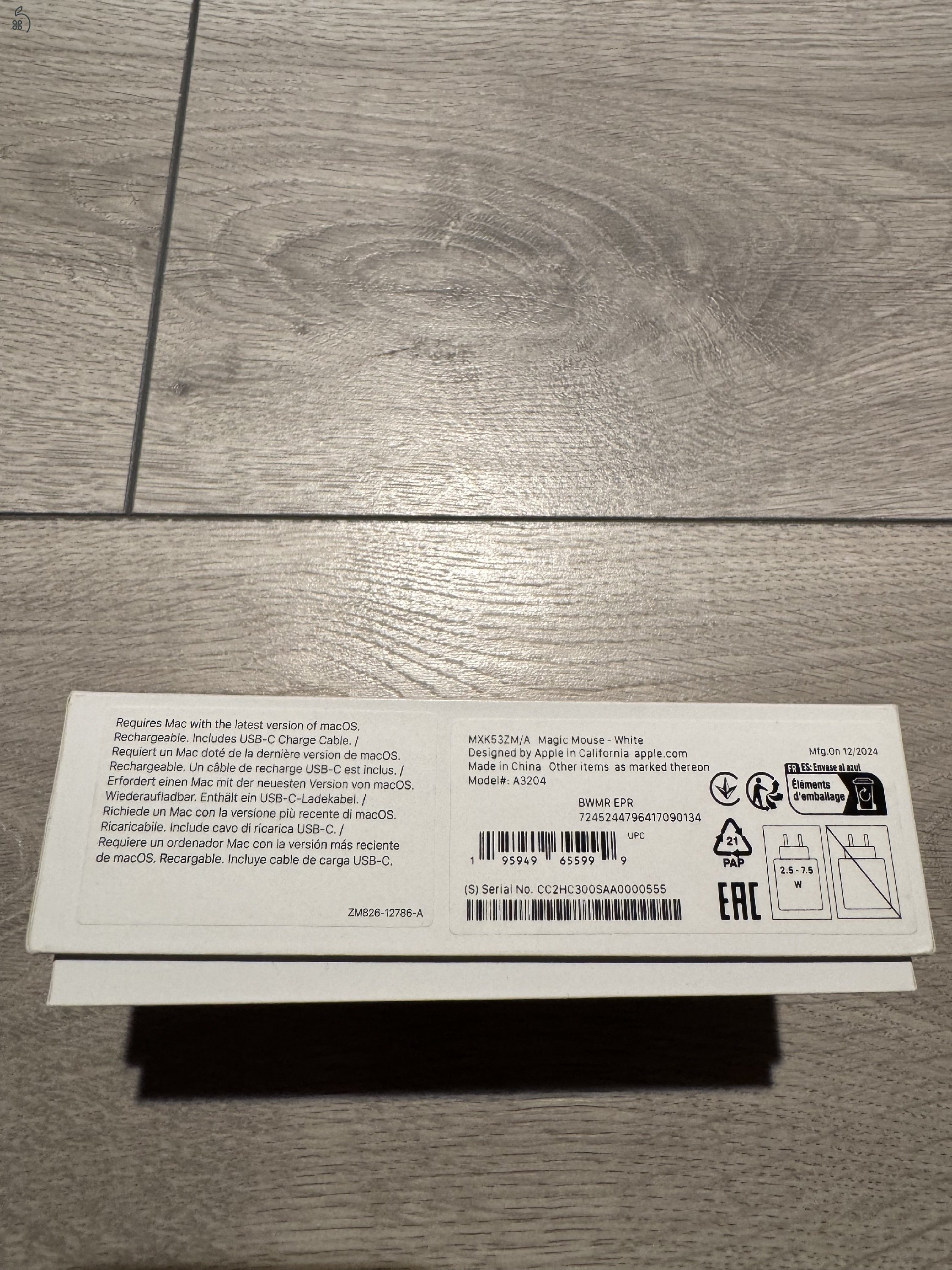 Apple Magic Mouse (2024) vezeték nélküli Multi-Touch egér MXK53ZM/A (garanciás)