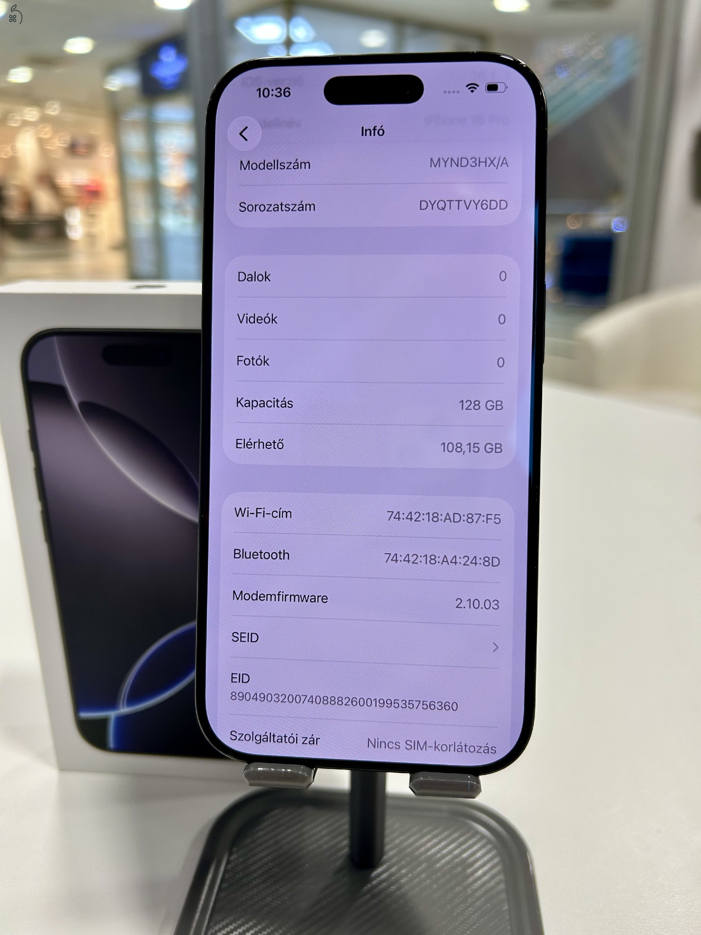 Újszerű iPhone 16 Pro 128GB Fekete 92% Akku Független 3Hó Gar + Beszámítás