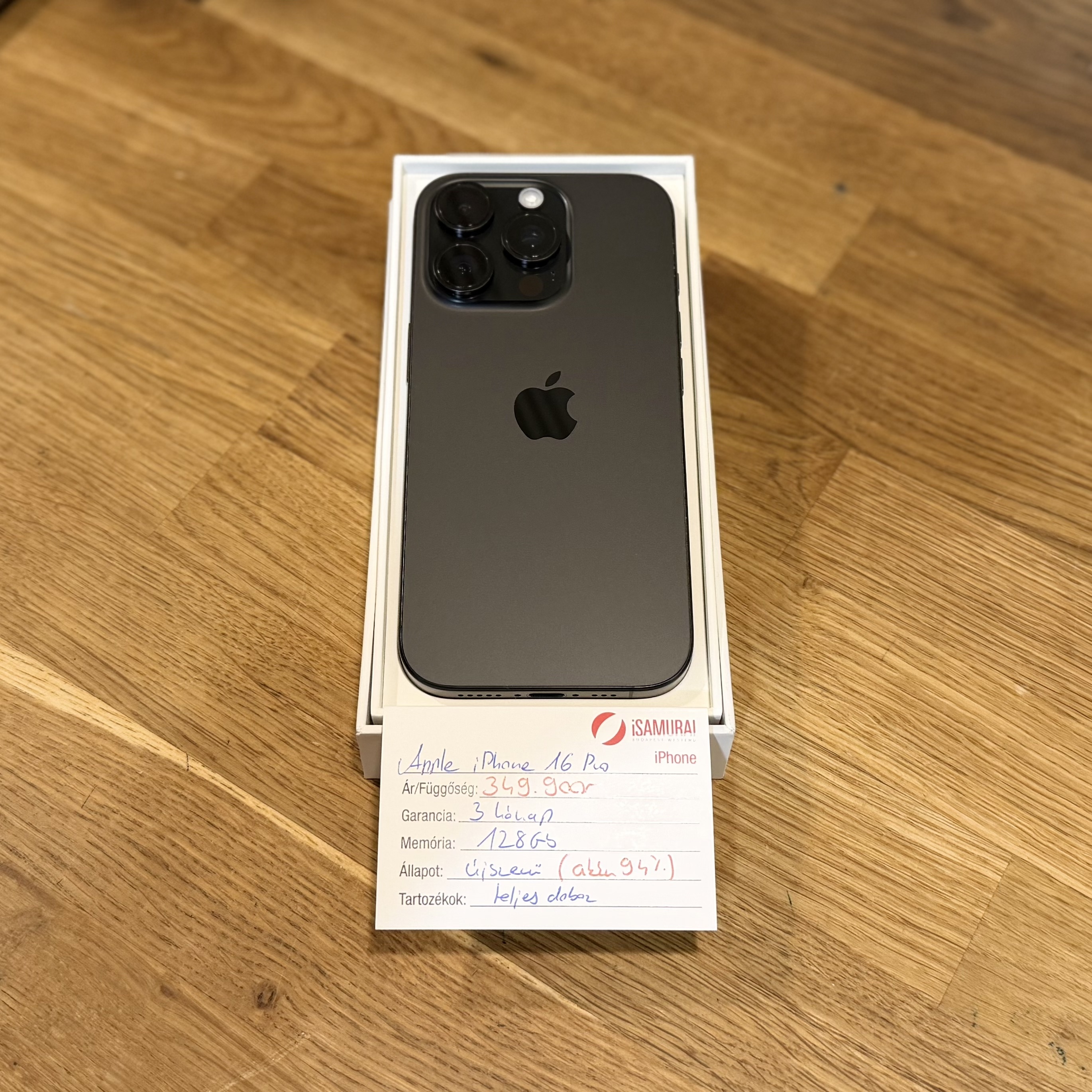 1. Apple iPhone 16 Pro - 128 GB – Fekete Titán – Újszerű