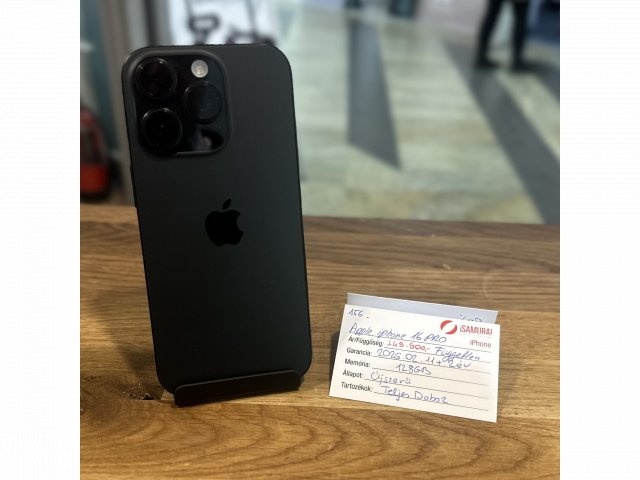 156. Apple iPhone 16 Pro - 128 GB – Fekete Titán – Újszerű 2026.02.11+2év GAR.