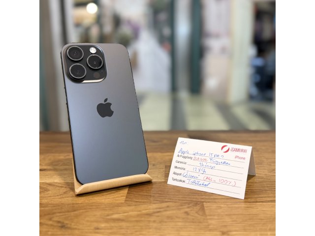 Apple iPhone 15Pro - 128 GB – Fekete Titán – Újszerű - Akku 100% ( 120.)