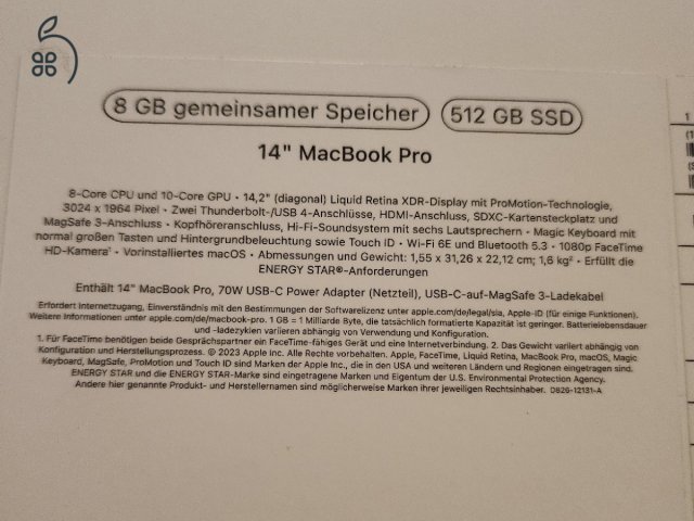 Eladó egy 2023-as Apple MacBook Pro 14 ( M3, 8 GB/512 GB, asztroszürke) 98% akksi