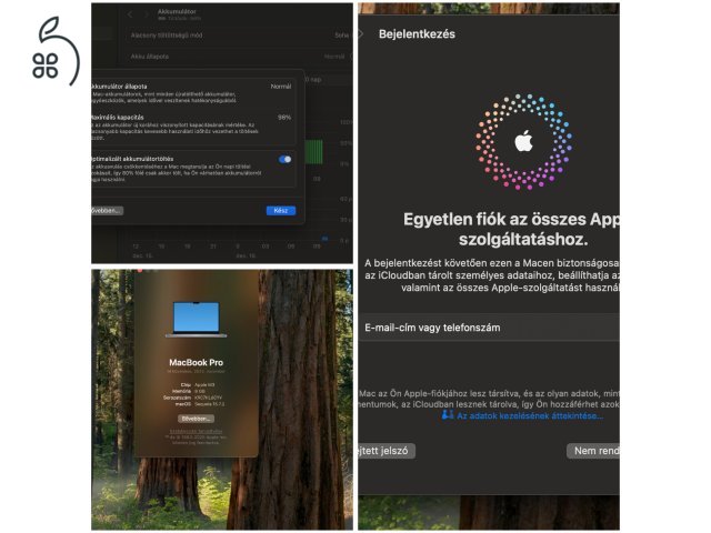 Eladó egy 2023-as Apple MacBook Pro 14 ( M3, 8 GB/512 GB, asztroszürke) 98% akksi