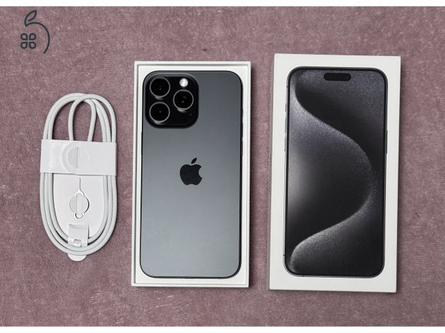 iPhone 15 Pro Max 256GB - AKKU 95% - Black Titanium, kártyafüggetlen, hibátlan állapot