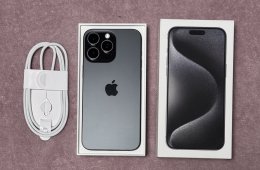 iPhone 15 Pro Max 256GB - AKKU 95% - Black Titanium, kártyafüggetlen, hibátlan állapot