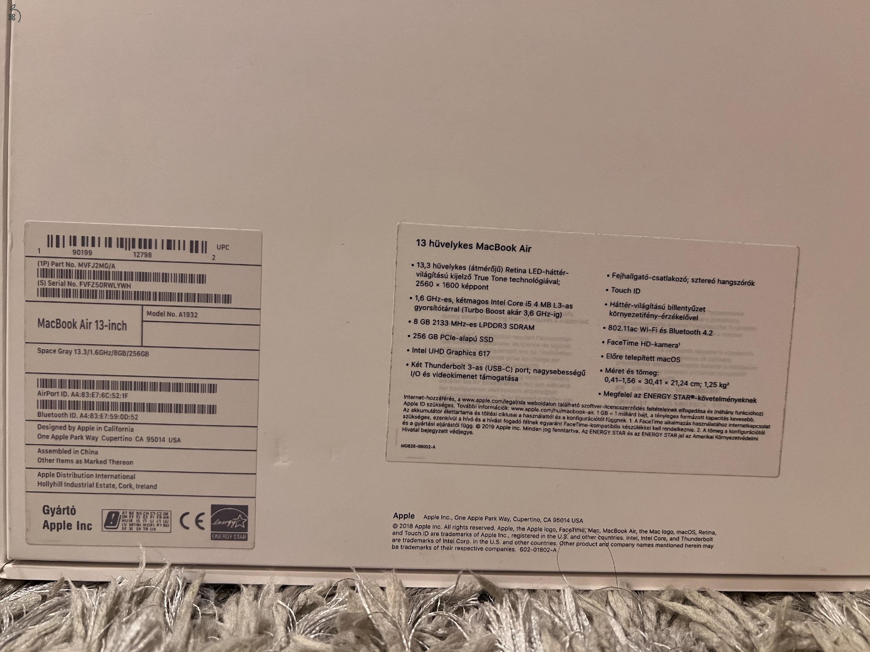 MacBook Air Retina, 2019-es, bevizsgált,  akciós ár, fix 99.000 Ft.