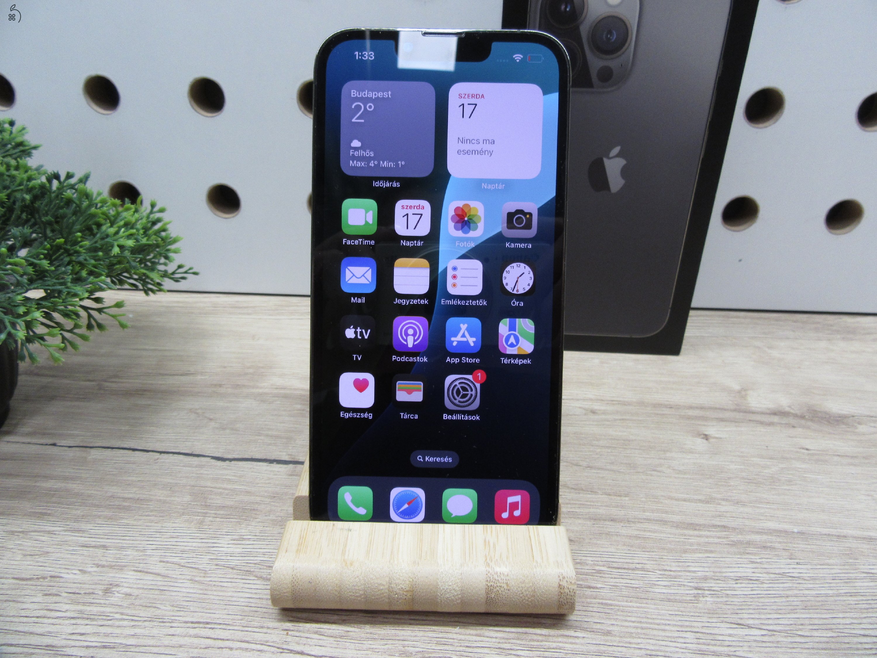 Apple iPhone 13 Pro – Graphite – ProMotion 120 Hz + tripla kamera + prémium acél keret – 128 GB – Használt, szép állapot – 100% akku – 3 hónap garancia