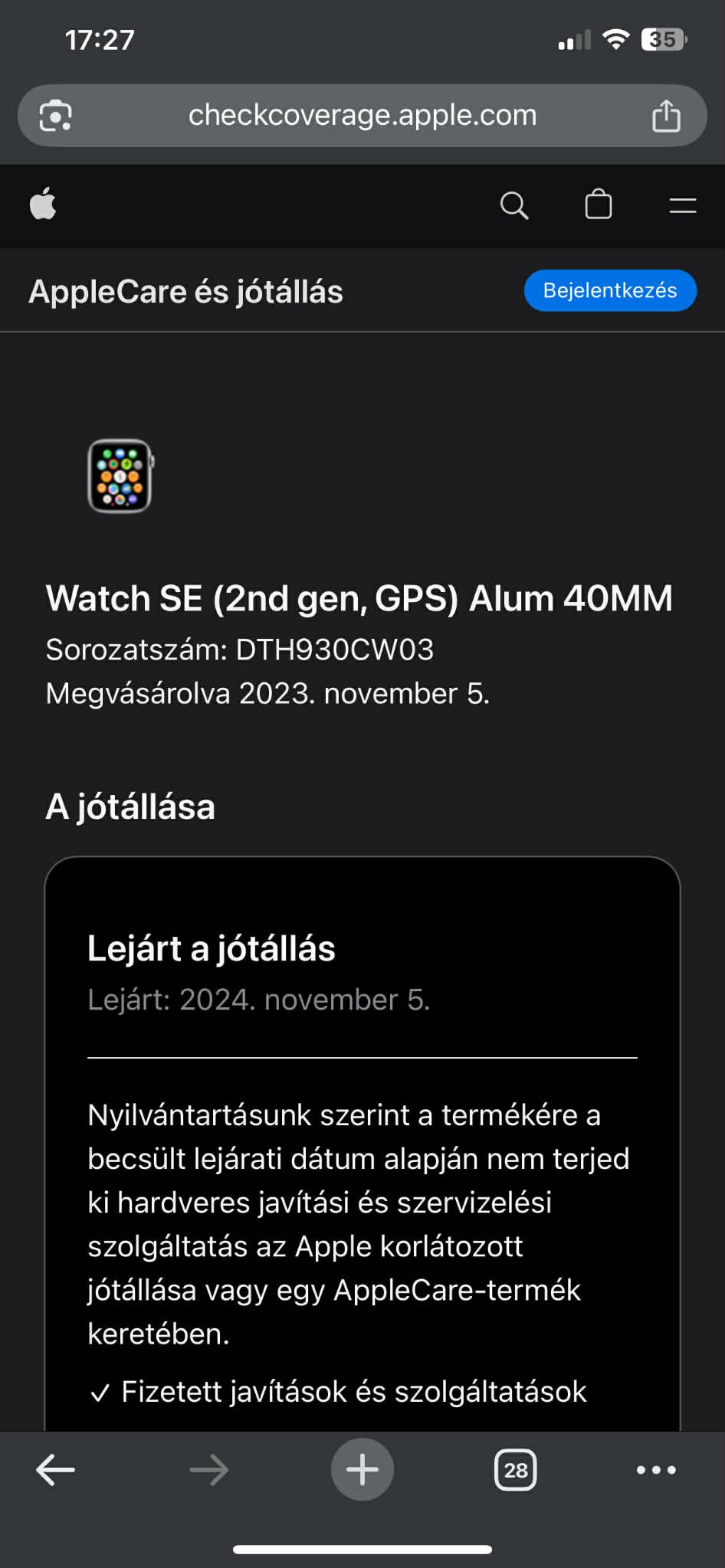 Apple Watch SE 2022 GPS, Starlight Aluminium 40mm