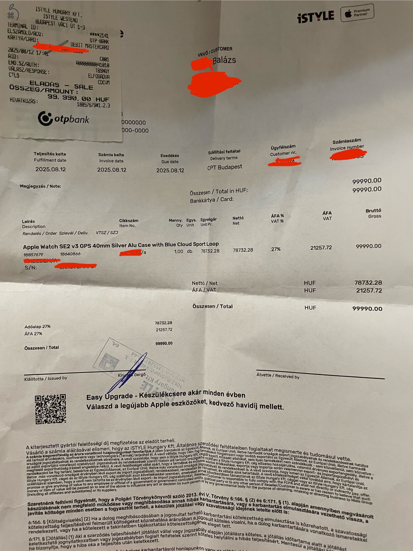 Apple Watch SE 2 (v3, 2024) 40mm Silver – 2 hetes, iSTYLE számlával, Garanciával!