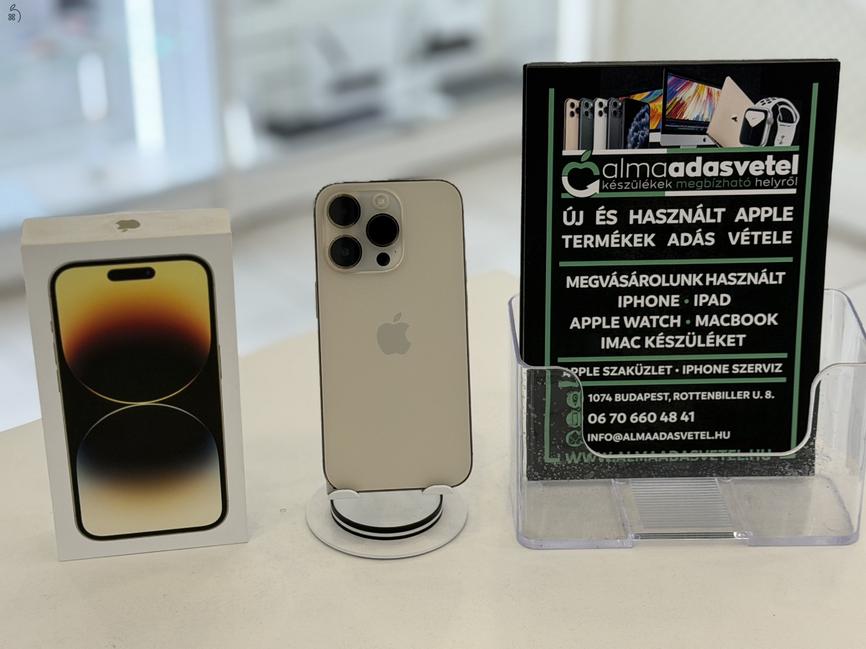 iPhone 14 Pro 128GB Gold Megkímélt/1-3 hónap gar./Akku 86%/p4644