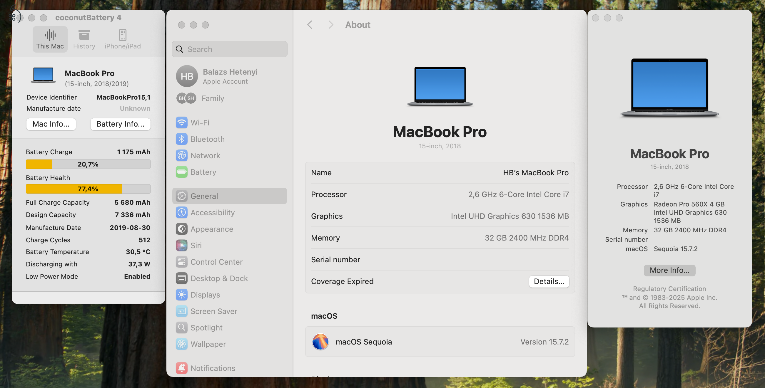 Macbook Pro 2018/i7/32GB/512GB/HU