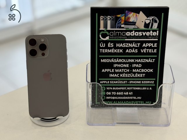iPhone 15 Pro Max 256GB Független Karcmentes/1-3 hónap gar./Akku 90%/p4647