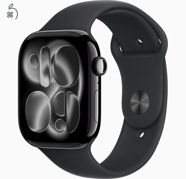 Apple Watch Series 11 46mm - Jet Black Alumínium Tok Fekete Sportszíj M/L - Csak 1db! 