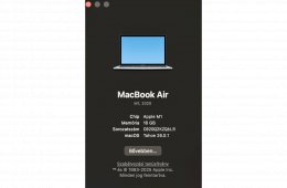MacBookAir M1 (2020/12) - 16gb ram - 256gb tárhely - 88% akksi - Esztétikai hiba