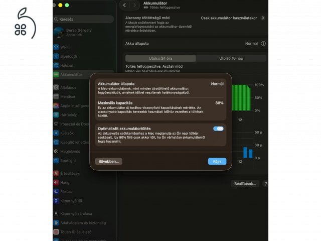 MacBookAir M1 (2020/12) - 16gb ram - 256gb tárhely - 88% akksi - Esztétikai hiba