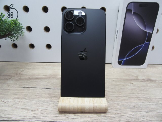 Apple iPhone 16 Pro Max – Black Titanium – 6,9” ProMotion 120 Hz, A18 Pro, 5× zoom – 256 GB – Használt, karcmentes – 98% akku – Garanciás 2027. 10. 28-ig