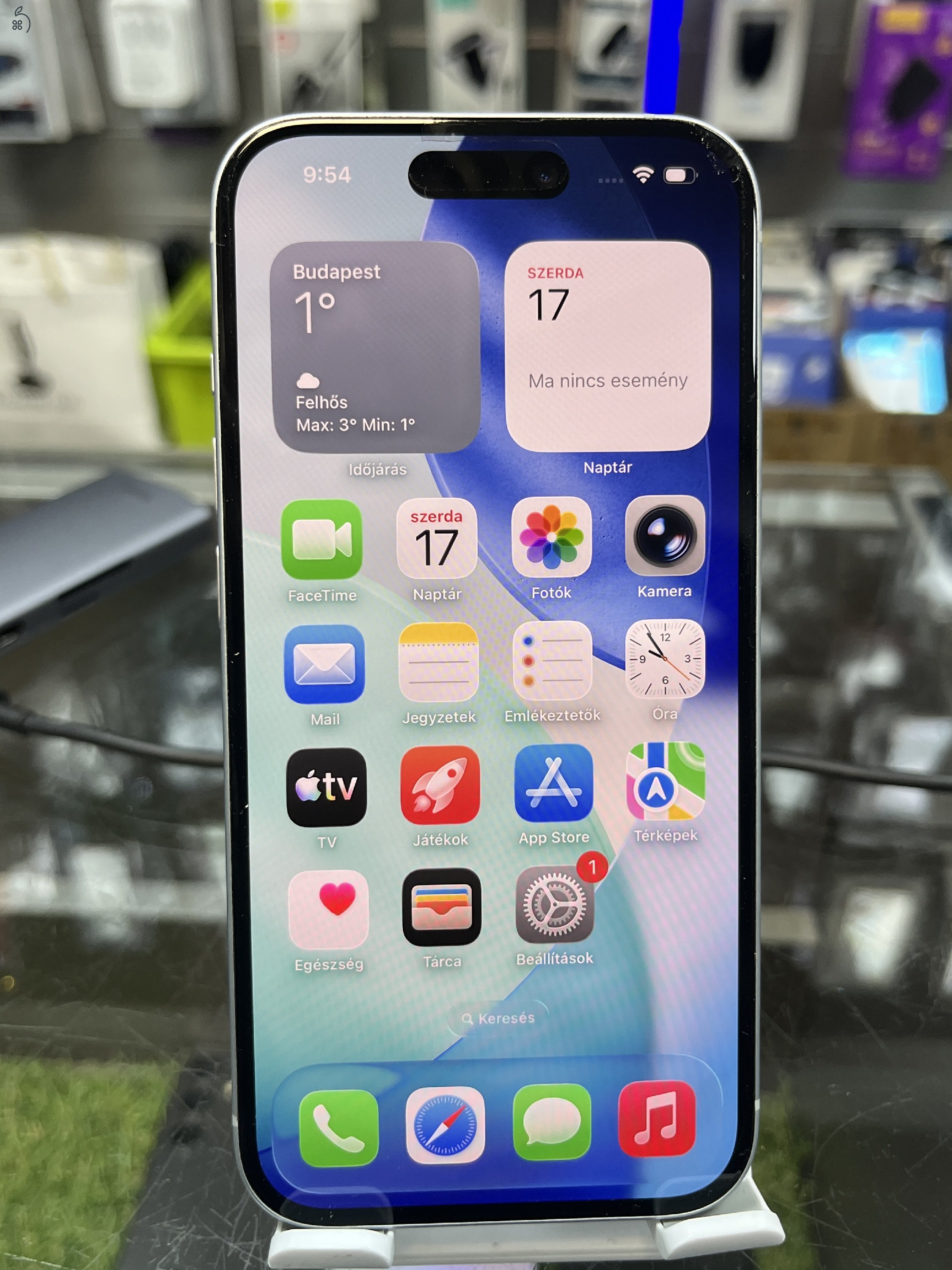 KIFOGÁSTALAN Iphone 15 128GB FÜGGETLEN, GAR 2027.06.11-ig, ÜZLETBÖL, BESZÁMITÁS/CSERE LEHETSÉGES