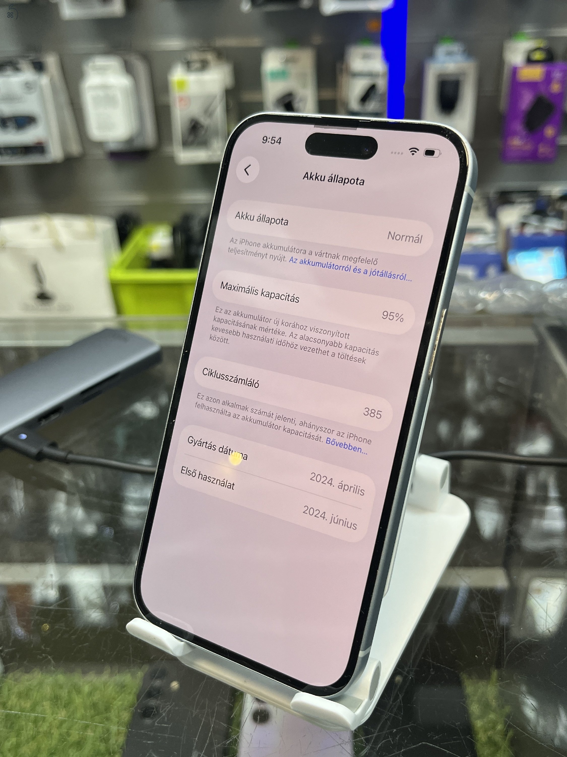 KIFOGÁSTALAN Iphone 15 128GB FÜGGETLEN, GAR 2027.06.11-ig, ÜZLETBÖL, BESZÁMITÁS/CSERE LEHETSÉGES