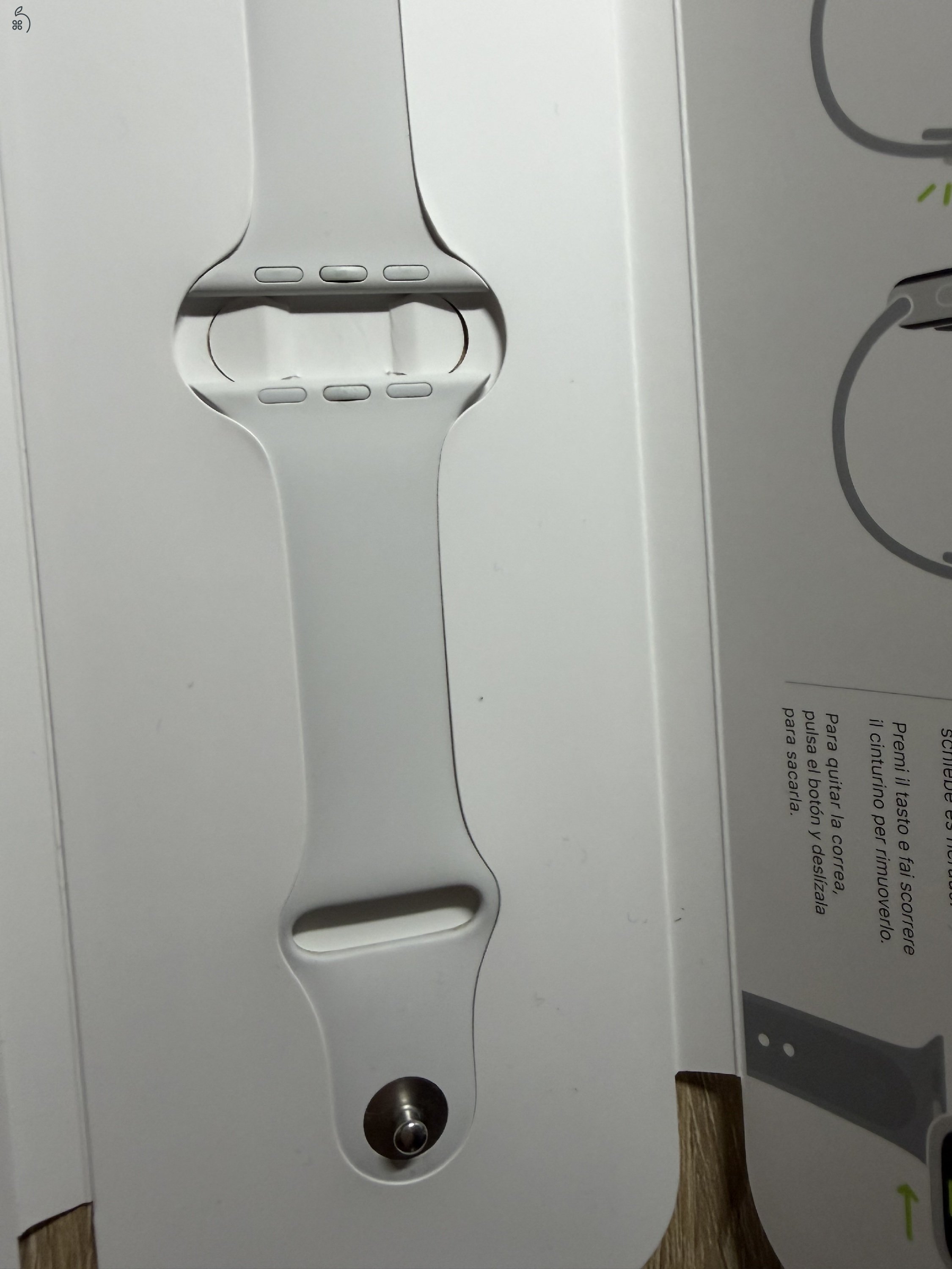 Gyári Apple Watch óraszíj, szilikon pánt (42-44-46-49 mm modellekhez), M/L és S/M méretben, fehér