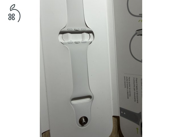 Gyári Apple Watch óraszíj, szilikon pánt (42-44-46-49 mm modellekhez), M/L és S/M méretben, fehér