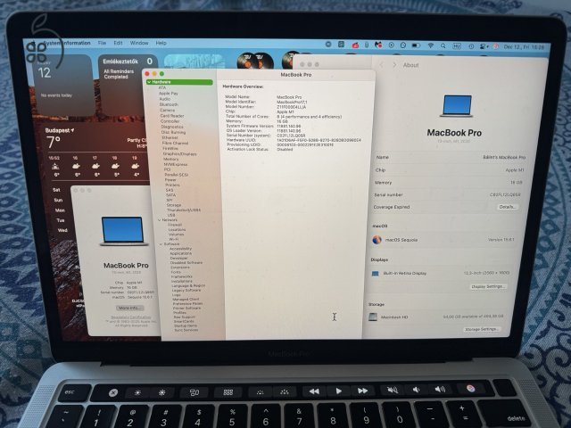 MacBook Pro M1 512 GB SSD, 16 GB RAM kitűnő állapotban