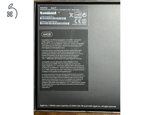 Apple TV 4. gen. A1625 64GB