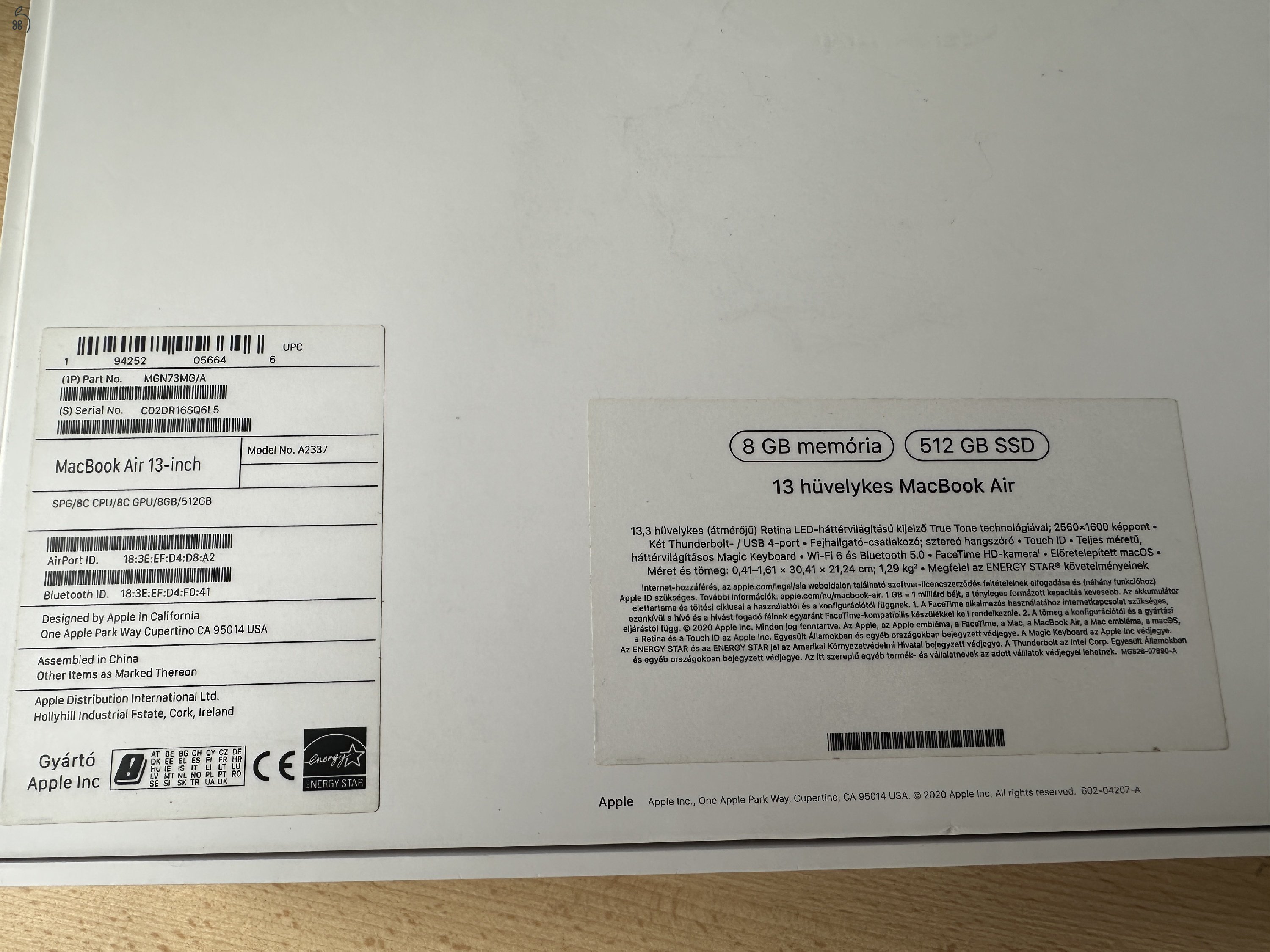 Macbook Air M1 8/512Gb Asztroszürke Posta az árban ! 