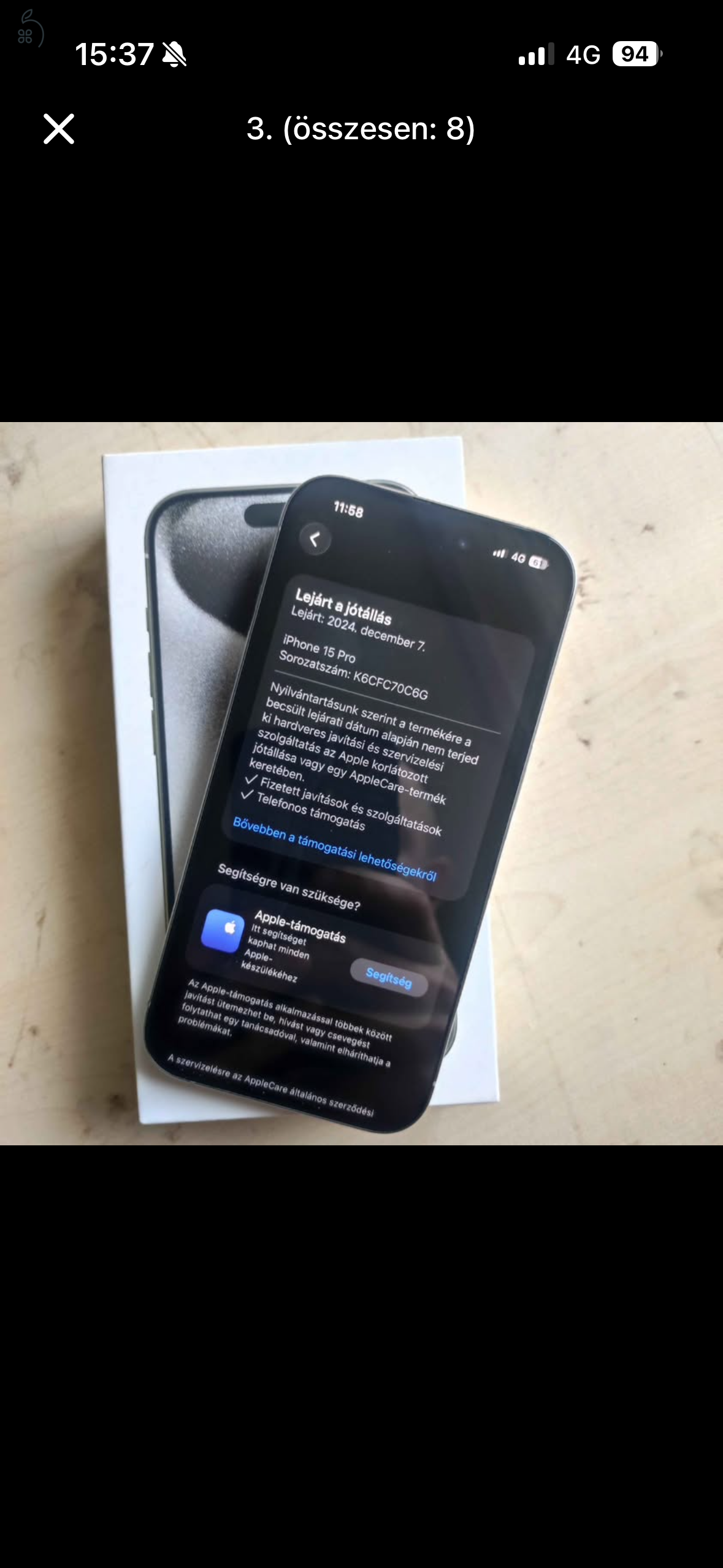 Iphone 15 pro 128gb független nagyon szép 89% akku