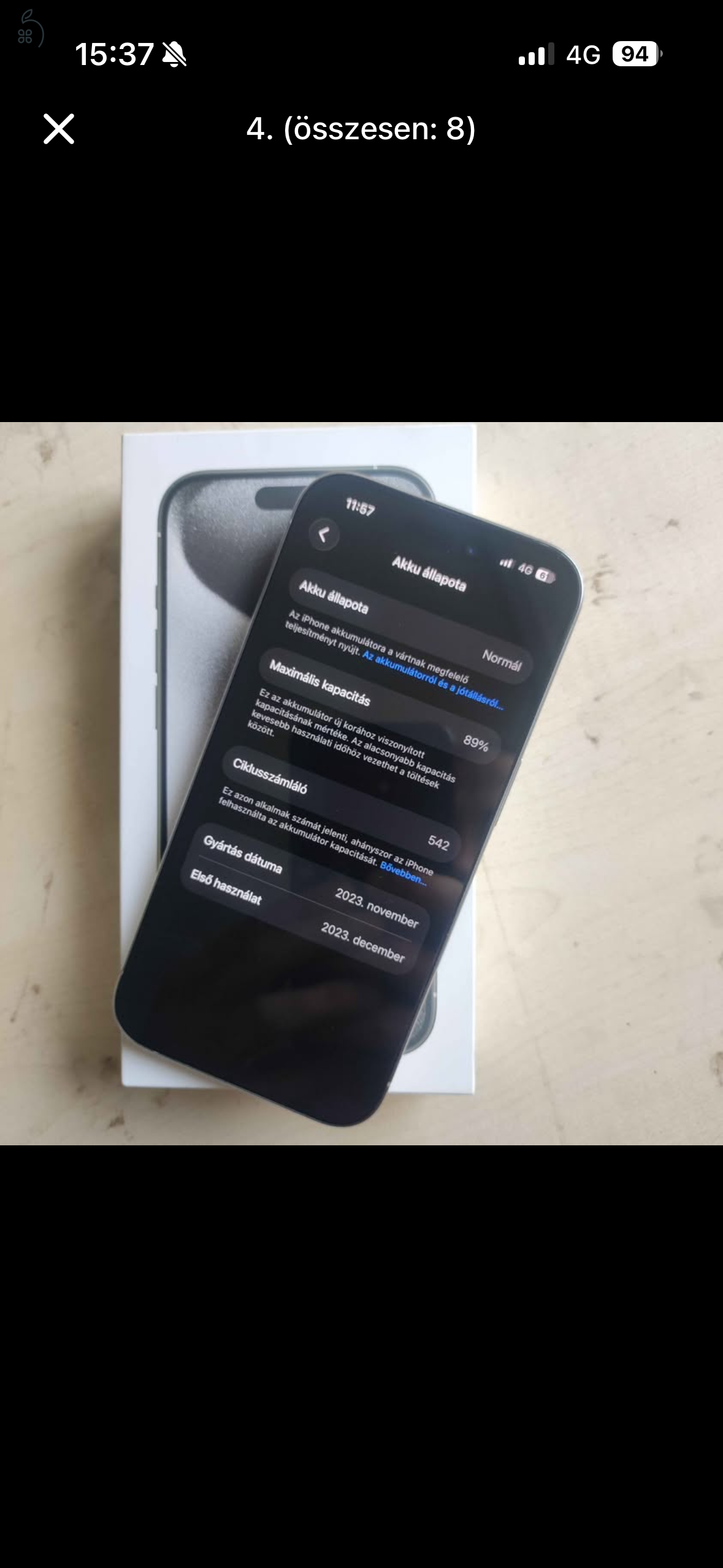 Iphone 15 pro 128gb független nagyon szép 89% akku