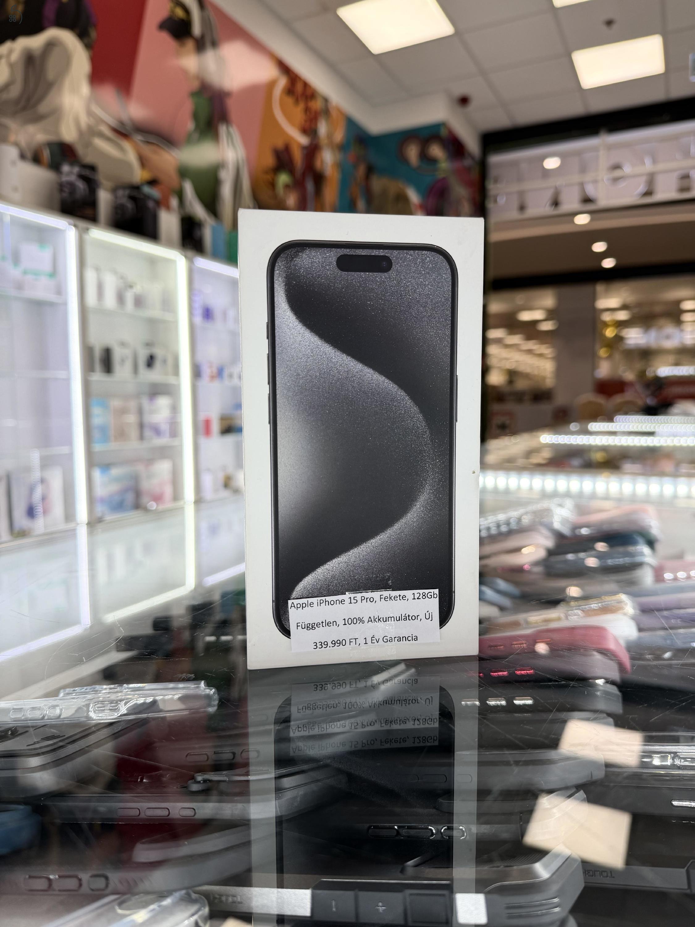 (Új) Apple iPhone 15 Pro 128 Gb, Kártyafüggetlen 2026.12.15 Apple garancia