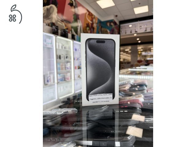 (Új) Apple iPhone 15 Pro 128 Gb, Kártyafüggetlen 2026.12.15 Apple garancia